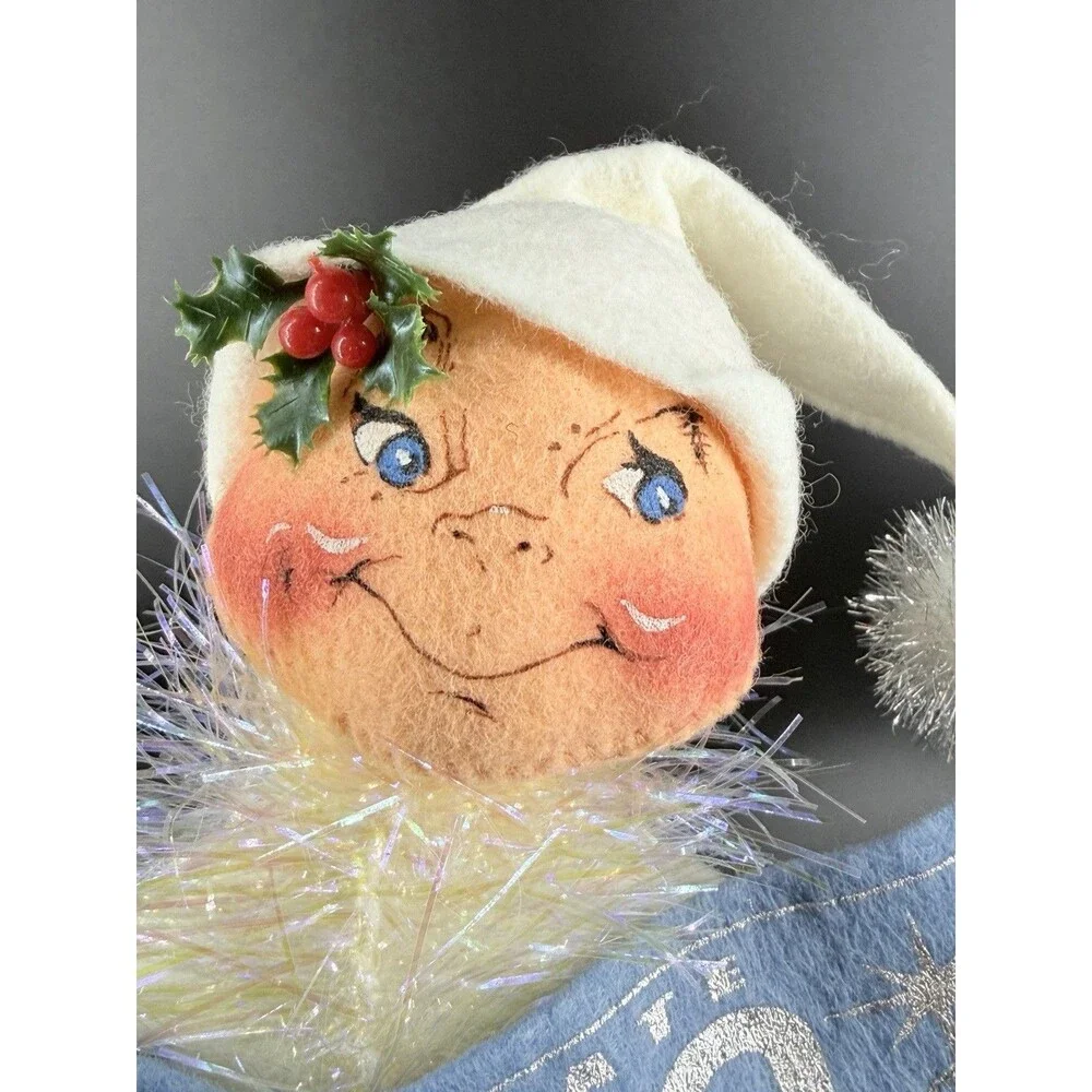 ANNALEE New Year 2000 Millennium Frosty Elf Winter White Tinsel Vintage